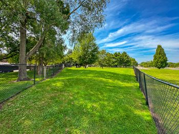 Spacious dog park at dover hills apartments in kalamazoo, mi.